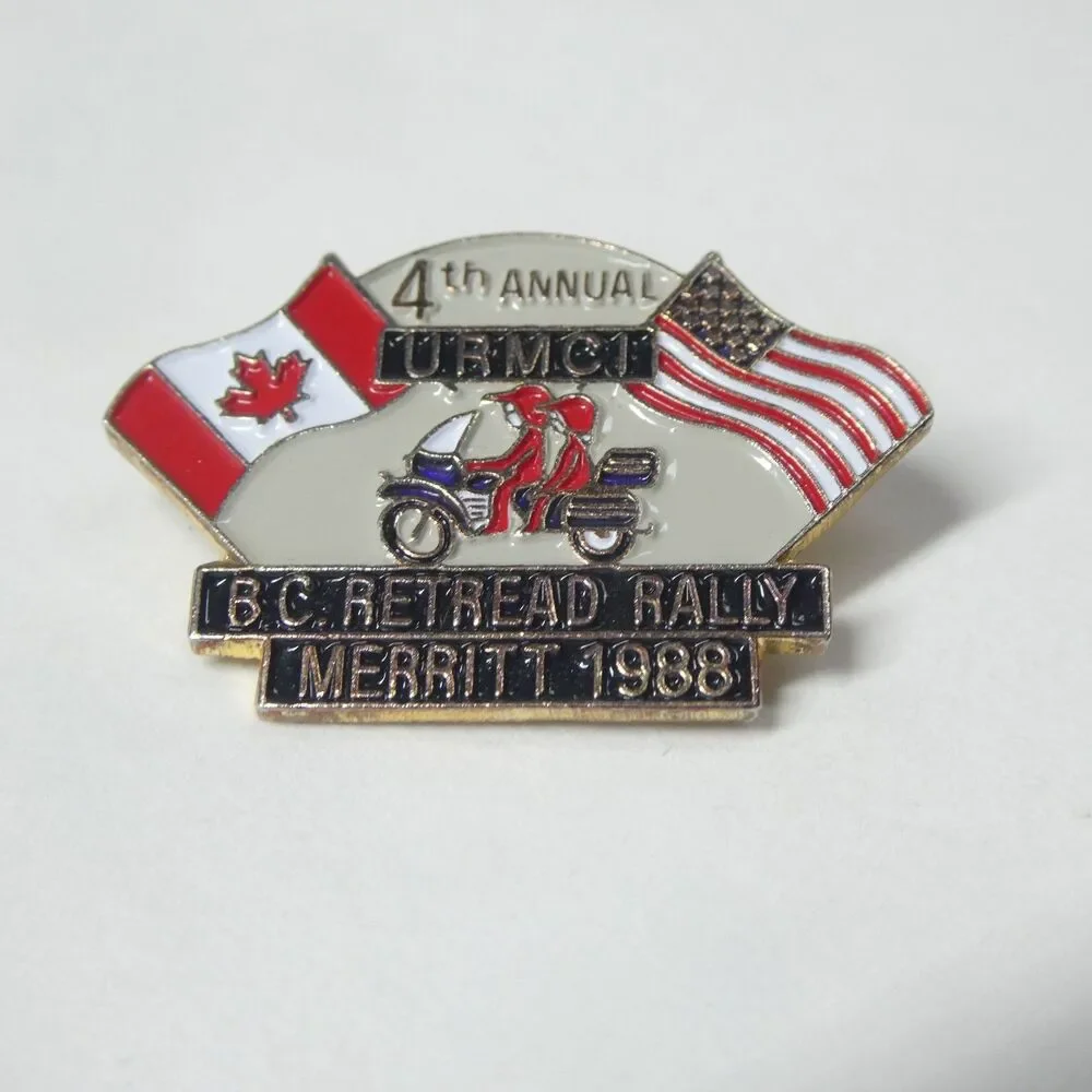 4th Annual URMCI B.C. Retread Rally Merritt 1988 Motorcycle Pin